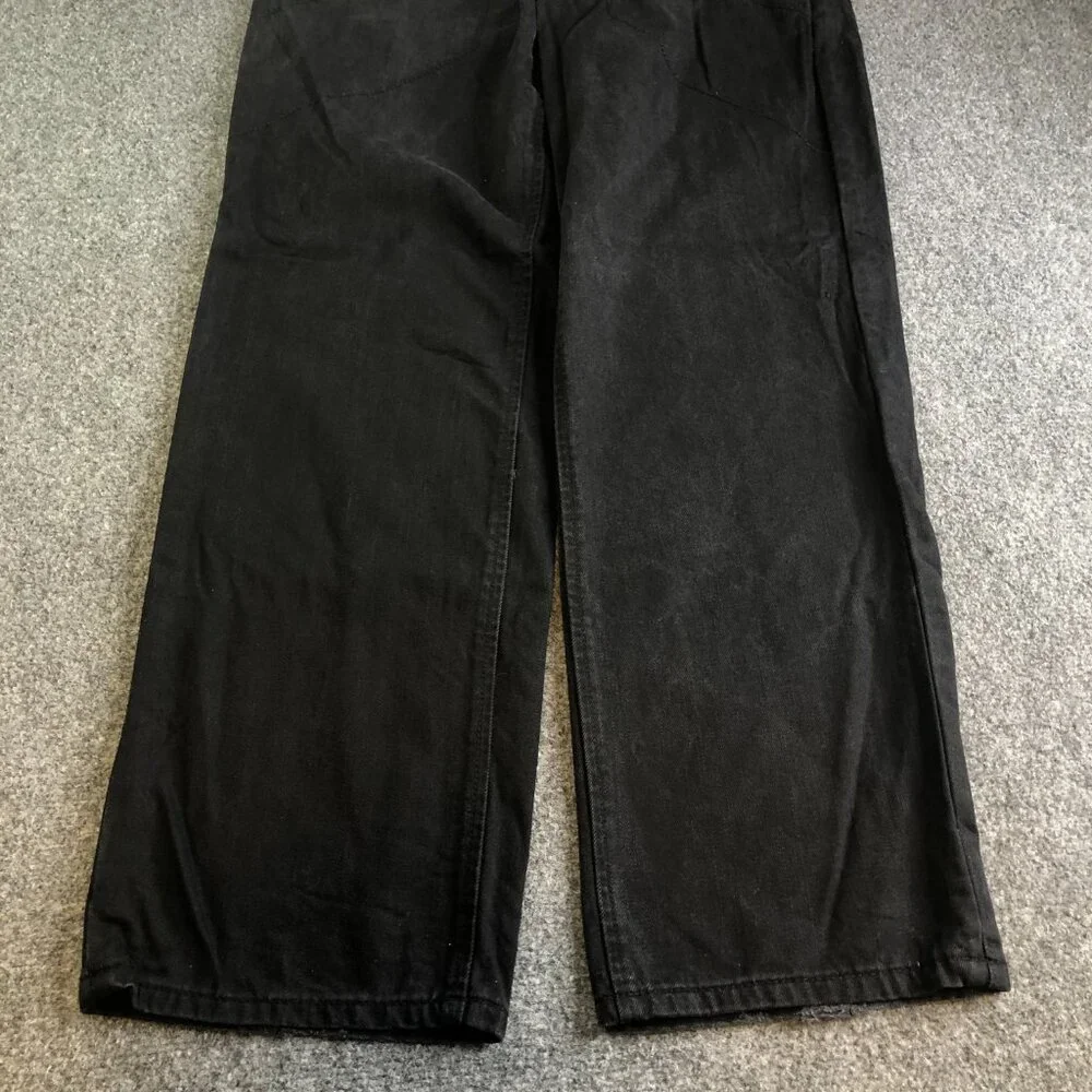 Eight 732 Jeans Mens 30x32 Black Denim Patch Y2K Skate Loose Baggy 8732 - Picture 2 of 12